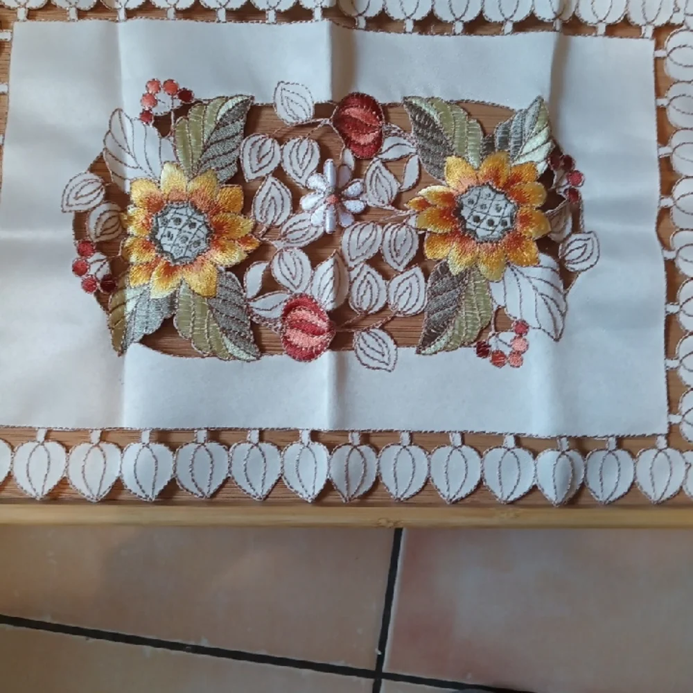 Floral Embroidered Hollowed Out Placemats Set Of Four ( New)